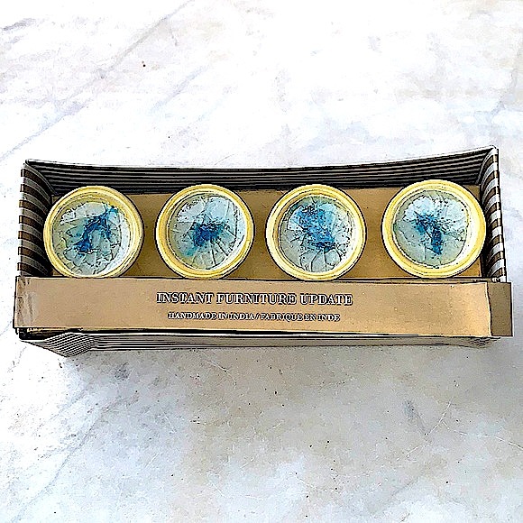 INSTANT FURNITURE UPDATE KNOBS PULLS TURQUOISE ABSTRACT CENTER SET OF 4 NIB - Picture 6 of 8